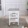 Boraam Hennington Kitchen Cart with Stainless Steel Top, White Wash