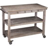 SEI Furniture Southern Enterprises Darros Industrial Kitchen Cart, Whitewashed Burnt Oak