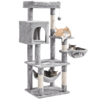 SMILE MART 51.5" Cat Tree with Climbing Hole and Condo, Light Gray