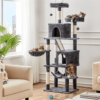 SmileMart 71.5″ H Multi-Level Large Cat Tree with 2 Cozy Perches and 2 Condos, Dark Gray