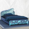 Delta Children Shark Upholstered Twin Bed, Blue
