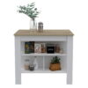 Boahaus Le Havre White Painted Kitchen Island, Wood Tabletop Boahaus Le Havre White Painted Kitchen Island, Wood Tabletop
