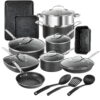 Granite Stone Pots and Pans Set 20 Piece Complete Cookware Bakeware Set Nonstick Dishwasher Oven Safe Black