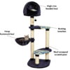 Cat Tree | "Resort" Cat Tree / Cat Furniture, 4-Tier Cat Tree w/ Sisal Wrapped Cat Scratching Support Posts, Hanging Cat Bunker Bed & High Canopy Cat Perch, Blue / White Pattern, Large Cat Tree Cat Tree | "Resort" Cat Tree / Cat Furniture, 4-Tier Cat Tree w/ Sisal Wrapped Cat Scratching Support Posts, Hanging Cat Bunker Bed & High Canopy Cat Perch, Blue / White Pattern, Large Cat Tree