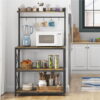 SmileMart 4-Tier Bakers Rack Kitchen Storage Shelf with S-Hooks, Rustic Brown