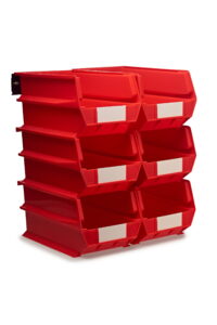 Triton Products® LocBin 8-Piece Wall Storage Unit with 14-3/4"L x 8-1/4"W x 7"H Interlocking Poly Bins, 6ct, Wall Mount Rails 8-3/4"L with Hardware, 2pk Organizers
