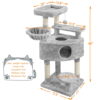 SMILE MART Multilevel Cat Tree Basket Condo Scratching Posts, Light Gray