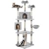 Easyfashion 79in Multilevel Cat Tree Condo with Scratching Posts & Ladders, Light Gray
