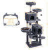 SmileMart 71.5″ H Multi-Level Large Cat Tree with 2 Cozy Perches and 2 Condos, Dark Gray