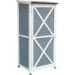Hanover Outdoor Vertical Wood Storage Shed with Shelves | Backyard Utility Storage Unit for Organizing Garden Supplies, Patio Accessories & Tools | Grey