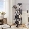 SMILE MART 70.5″H Multi Level Cat Tower Tree with 2 Condos & 2 Foam-Padded Perches for Medium/Large Cats, Light Gray