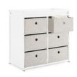 Delta Children Hayes Changing Table with Fabric Bins, Bianca White/Flax Bins
