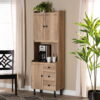Baxton Studio Patterson Modern and Contemporary Oak Brown Finished 3-Drawer Kitchen Storage Cabinet