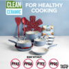 Tasty Clean Ceramic 16 Piece Non-Stick Aluminum Cookware Set, Slate Blue Tasty Clean Ceramic 16 Piece Non-Stick Aluminum Cookware Set, Slate Blue