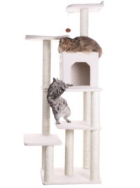 Armarkat 68-in real wood Cat Tree & Condo Scratching Post Tower, Ivory