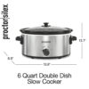 Proctor Silex 6 Quart Double Dish Slow Cooker, Serves 7+, Silver, 33563