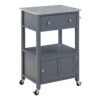 OS Home and Office Furniture Fairfax Model FRXG-2 Gray Kitchen Cart with Doors, Towel Rack, and Drawer