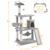 SMILE MART 61" Cat Tree with Condo and Scratching Post Tower, Light Gray