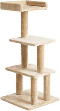 Two by Two Sycamore 44.1-inch Cat Tree, Cat Tower, Scratch Pad & Playground, Beige