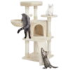 Easyfashion Professional Cat Tree Tower with Basket for Small Kittens, Indoor, Beige