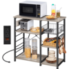 SmileMart Vintage Kitchen Island Baker's Rack Storage with Power Outlet Utility, Gray