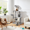 SMILE MART 61" Cat Tree with Condo and Scratching Post Tower, Light Gray