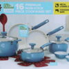Tasty Clean Ceramic 16 Piece Non-Stick Aluminum Cookware Set, Slate Blue Tasty Clean Ceramic 16 Piece Non-Stick Aluminum Cookware Set, Slate Blue