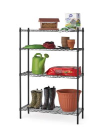 Hyper Tough 4 Tier Wire Shelf Unit, Black, Capacity 1400 lbs