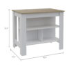 Boahaus Le Havre White Painted Kitchen Island, Wood Tabletop Boahaus Le Havre White Painted Kitchen Island, Wood Tabletop