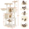 SmileMart 64.5"H Multi-level Cat Tree Tower with Condos and Perches, Beige