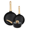 MasterChef 4 Piece Cookware Set, Sauce Pan with Lid and 2 Frying Pans