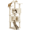 SmileMart 62''H Double Condo Cat Tree with Scratching Post Tower, Beige