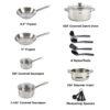 T-fal Cook & Strain Stainless Steel Cookware Set, 14 Piece Set, Dishwasher Safe