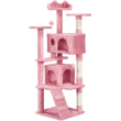 SmileMart 62''H Double Condo Cat Tree with Scratching Post Tower, Pink