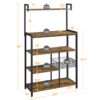 SmileMart Industrial Baker’s Rack Utility Storage Shelf for Kitchen, Rustic Brown