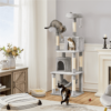 SMILE MART 70.5″H Multi Level Cat Tower Tree with 2 Condos & 2 Foam-Padded Perches for Medium/Large Cats, Light Gray