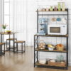 SmileMart 4-Tier Bakers Rack Kitchen Storage Shelf with S-Hooks, Rustic Brown