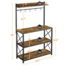 SmileMart 4-Tier Bakers Rack Kitchen Storage Shelf with S-Hooks, Rustic Brown