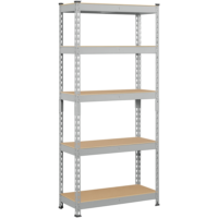 SmileMart Adjustable 12"W x 27.6"D x 59"H 5-Shelf Metal Frame Freestanding Shelves, Light Gray