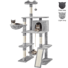 Easyfashion 69.5-inch Cat Tree Cat Activity Center with Scratching Post Tunnel Light Gray