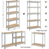 SmileMart Adjustable 12"W x 27.6"D x 59"H 5-Shelf Metal Frame Freestanding Shelves, Light Gray