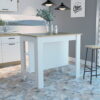 Boahaus Le Havre White Painted Kitchen Island, Wood Tabletop