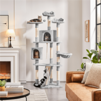 Easyfashion 79" Multilevel Cat Tree Tower with Scratching Posts, Light Gray