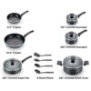 T-fal Cook & Strain Nonstick Cookware Set, 14 piece Set, Black, Dishwasher Safe