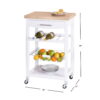 Home Basics 4 Tier Kitchen Trolley with Wood Top, White