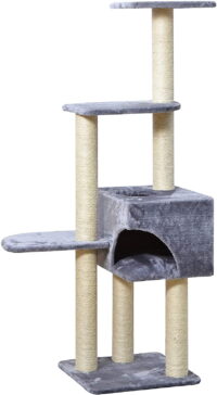 Two by Two Spruce 54.3-inch 4-level Cat Tree, Tower, Scratching Post & Condo, Grey