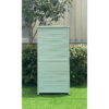 Hanover Outdoor Vertical Wood Storage Shed with Shelves | Backyard Utility Storage Unit for Organizing Garden Supplies, Patio Accessories & Tools | Green