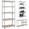 SmileMart Adjustable 12"W x 27.6"D x 59"H 5-Shelf Metal Frame Freestanding Shelves, Light Gray
