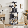 SMILE MART 70.5″H Multi Level Cat Tower Tree with 2 Condos & 2 Foam-Padded Perches for Medium/Large Cats, Light Gray