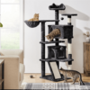 SmileMart 54" Double Condo Cat Tree with Scratching Post Tower, Black
